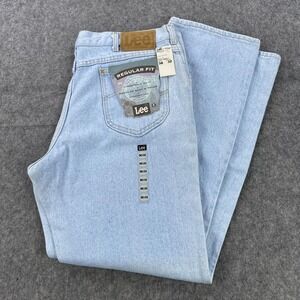 Vintage Lee Jeans Mens 38x32 Light Wash Regular Fit Straight Leg Made USA 90s